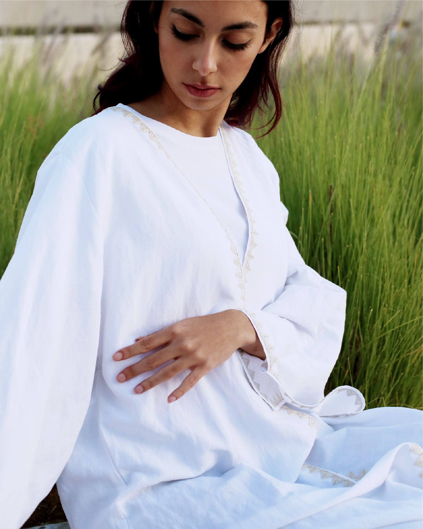 Embroidered Linen Abaya